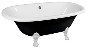 REGATA wanna wolnostojąca 175x85x61cm, nogi białe, czarno/biała
