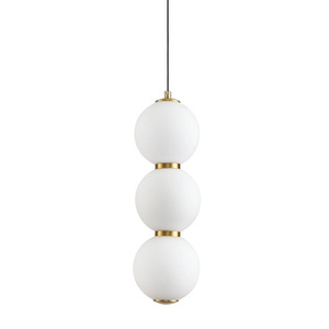 Lampa wisząca PERLA LED 12 cm - złoty akcent z trzema białymi kloszami