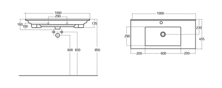 ZUNO 100 umywalka meblowa 100x45cm, biała