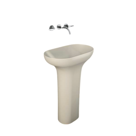 DES Umywalka wolnostojąca 60x35 odpływ do podłogi beżowy mat