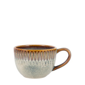 Organic Ridged Mug Stone (4pk) 145x110x80mm