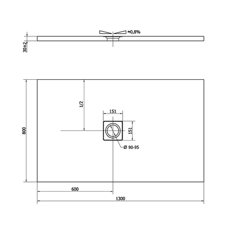 FLEXIA brodzik kompozytowy z możliwością docinania 130x80cm, biały mat