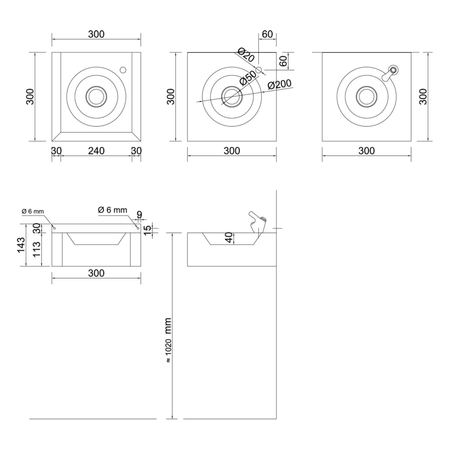 Fontanna wody pitnej 300x143x300 mm, stal nierdzewna polerowana