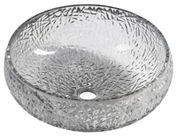 GAVIOTA grawerowana szklana umywalka nablatowa średnica 42cm, czarny