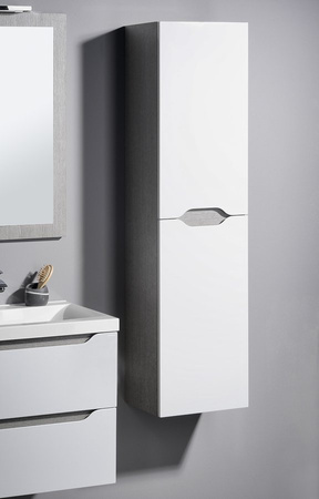 WAVE szafka wysoka 35x140x30cm, bała/dąb srebrny