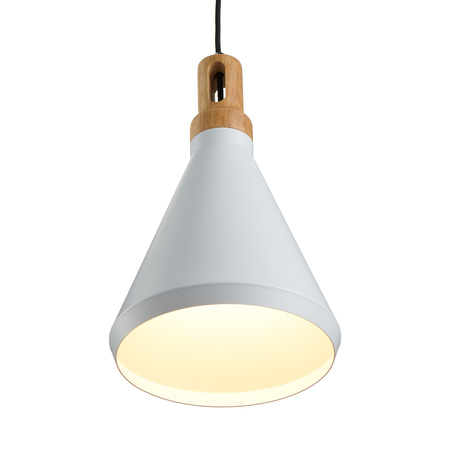 Lampa wisząca NORDIC WOODY biało drewniana 25 cm
