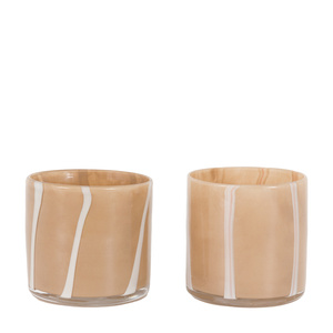 Candy Tealight Holder Beige&Cream (2pk) 85x85x80mm