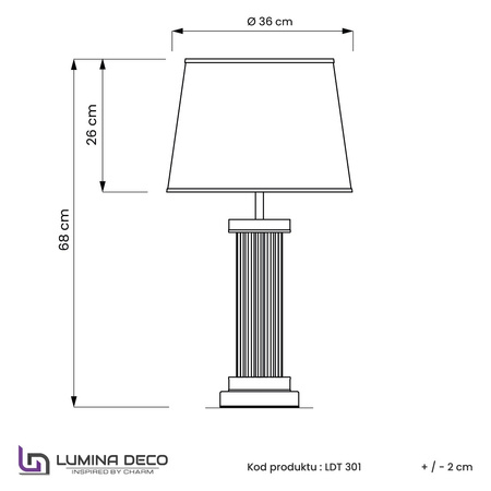 LAMPA NOCNA GLAMOUR CZARNO-MOSIĘŻNA LA BOTTE