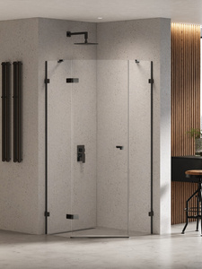 Kabina prysznicowa EVENTA BLACK CHROME 1D pięciokątna L 90x90x200 szkło czyste 8mm Active Shield 2.0