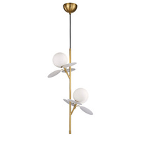 Lampa wisząca CHIC 2 – złota, pionowa lampa do salonu 26 cm