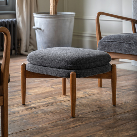 Datsun Footstool Charcoal Boucle 555x475x395mm