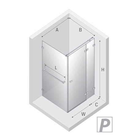NZ4 Kabina prysznicowa AVEXA NICKEL BRUSHED 1D kwadratowa P 90x90x200 szkło czyste 6mm Active Shield 2.0 WIESZAK