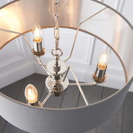 Highclere 3 Pendant Lght Nickel&Chrcoal 350-1200mm