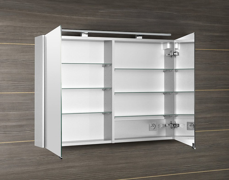 MIRRÓ szafka z lustrem, oświetlenie LED, 100x70x16cm, biała