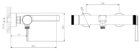 Bateria wannowa ścienna z przełącznikiem natrysku, złota