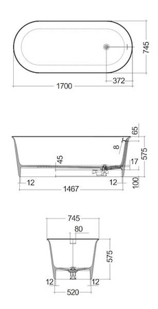 VALET Wanna 170 x 74,5 biały mat