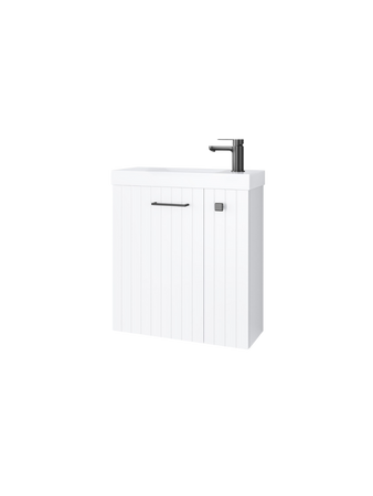 Szafka łazienkowa wisząca z umywalką 55 cm biały mat uchwyt gun metal NOOK 010-SU55-03+TR41366