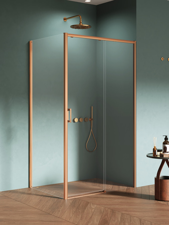 Kabina prysznicowa PRIME COPPER BRUSHED 1D prostokątna L 120x80x200 szkło czyste 6mm Active Shield 2.0