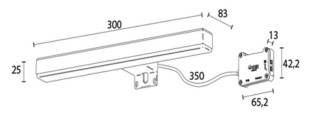VERONICA 2 oświetlenie ścienne LED, 8 W, 300x25x83 mm, IP44, czarny