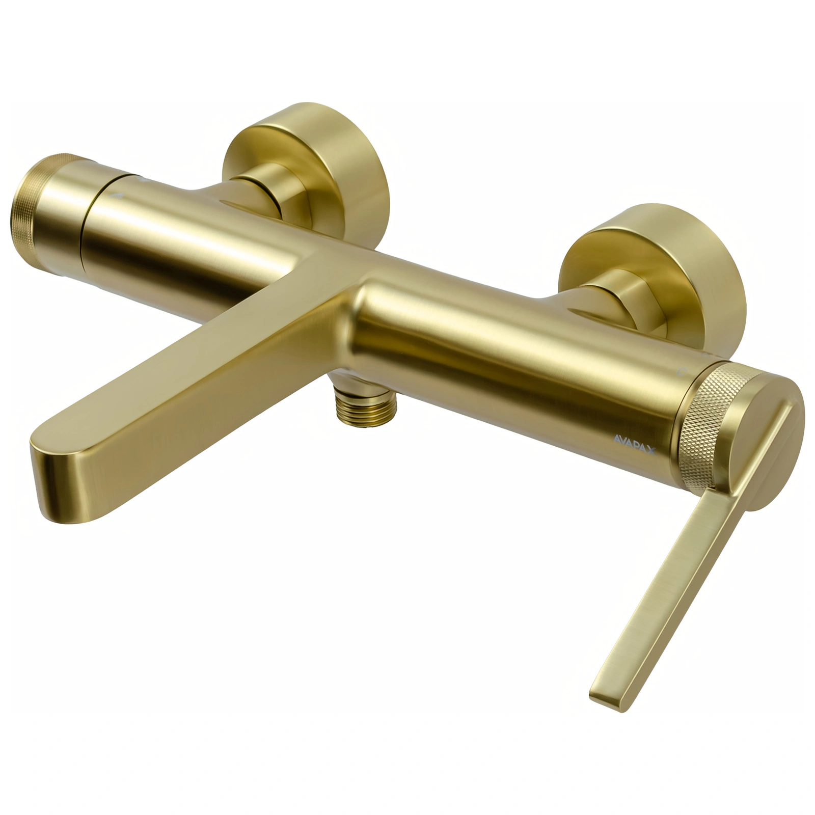 Bateria wannowa ścienna z przełącznikiem natrysku AVAPAX AUREVO, złoty szczotkowany Brushed Gold, kod ABAU211211 – bateria do wanny z przełącznikiem natrysku