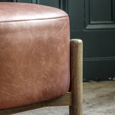 Tindon Footstool Vintage Brown Leather 450x380x360