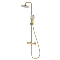 Deszczownica z baterią prysznicową dwufunkcyjną, złota