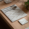 Leaf ZigZag Ecru Placemat and Coaster Set