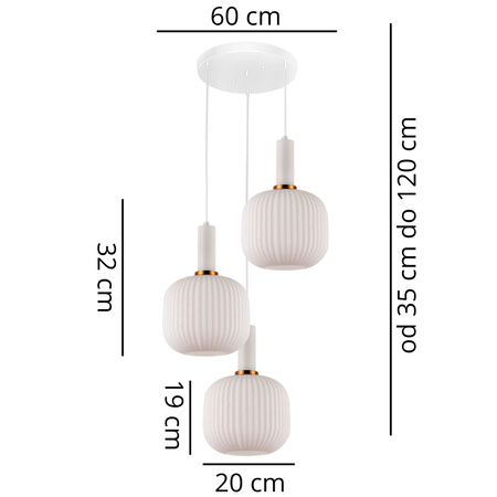 POTRÓJNA LAMPA WISZĄCA LOFT BIAŁA GATO W3-RD