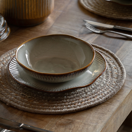 Organic Ridged Pasta Bowl Stone (4pk) 220x55mm