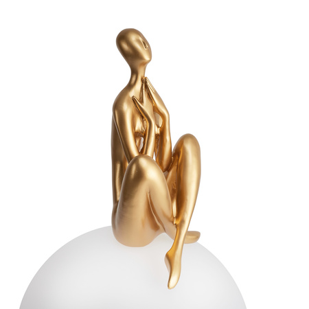 Lampa stołowa WOMAN-3 ,47 cm -złota figura, biały klosz