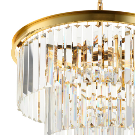 Lampa wisząca SPLENDORE 50 cm - żyrandol złoto-kryształowy