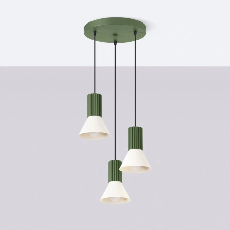Lampa wisząca ESTRIA 3P beżowa/zielona oliwka