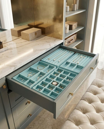 Zestaw 4 organizerów na biżuterię SHP     SORREL niebieski