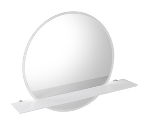 VISO okrągłe lustro z oświetleniem LED, ø 70cm, półką, biały mat