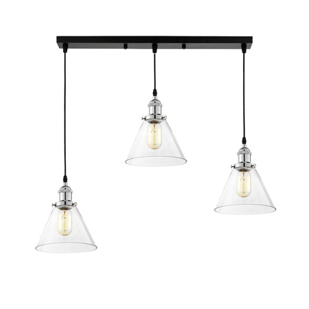 POTRÓJNA LAMPA WISZĄCA LOFT CHROMOWANA NUBI W3 PRO