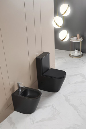 PACO RIMLESS kompakt WC, odpływ pionowy/poziomy, czarny mat