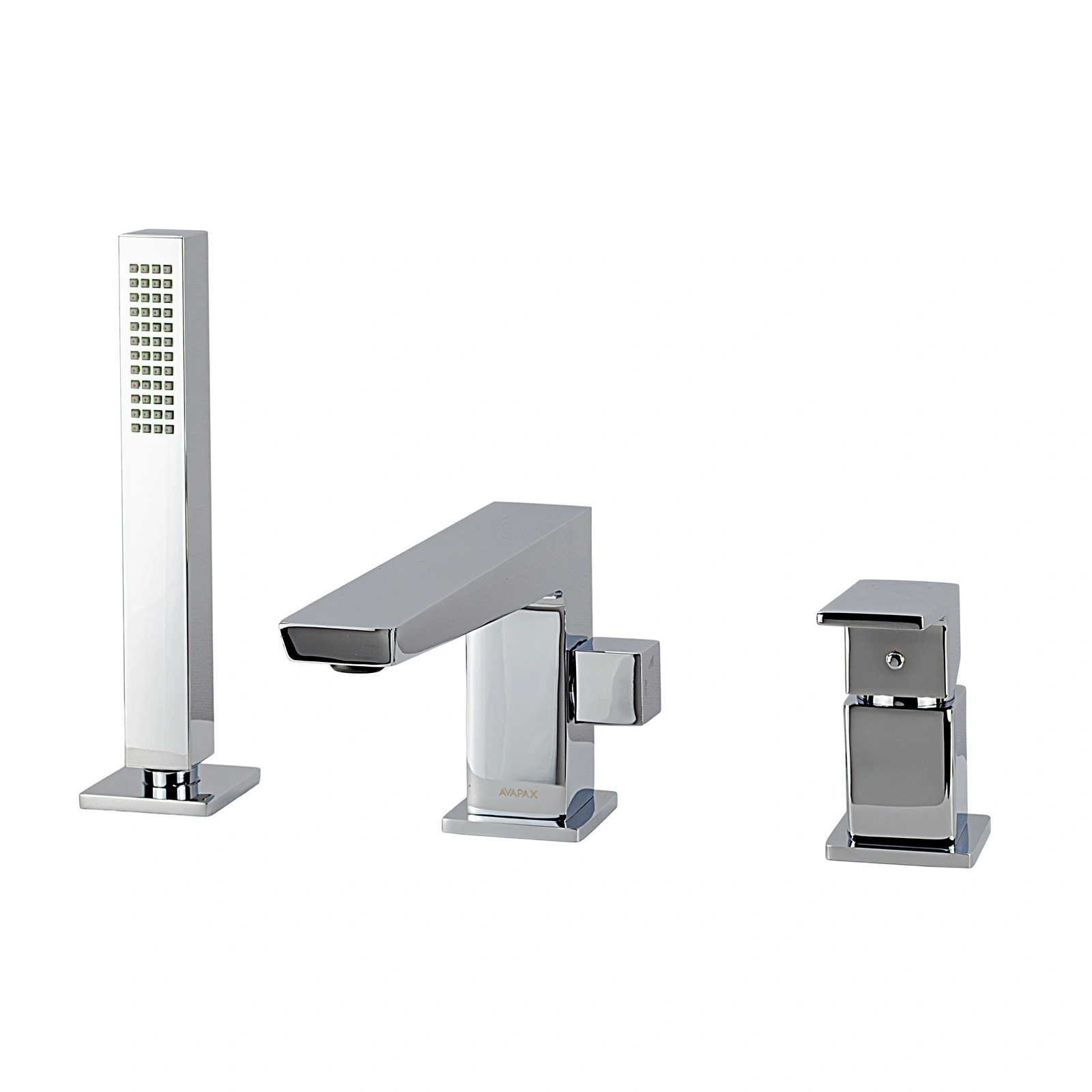 Bateria wannowa 3-otworowa – AVAPAX VELLANO – chrom połysk – kod ABVE231121 – zestaw z wylewką, uchwytem i słuchawką