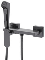 Bateria bidetowa ścienna ze Stop słuchawką bidetową i półką, gun metal