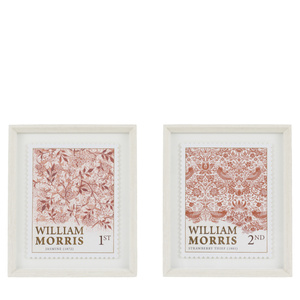 Obraz w ramie „William Morris Stamp Red” – czerwony, 30,5 × 3 × 36 cm, zestaw 2 szt.