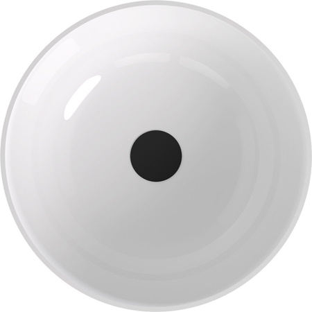 BANERA ROUND umywalka kompozytowa nablatowa, średnica 39cm, biały/antracyt mat