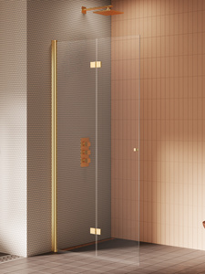 NZ2 Kabina prysznicowa NEW SOLEO GOLD BRUSHED walk-in L 70x195 szkło czyste 6mm Active Shield 2.0