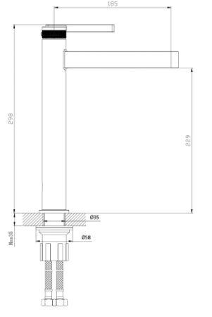 Bateria umywalkowa stojąca wysoka - nablatowa, chrom