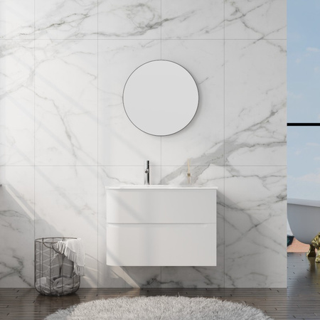 Szafka wisząca z umywalką szklaną Atlanta White 800