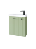 Szafka łazienkowa wisząca z umywalką 55 cm szałwia mat uchwyt czarny mat NOOK 010-SU55-08+TR41366