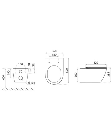 Miska wisząca z deską WC Cante Grande 2.0