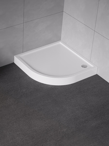 Brodzik COLUMBUS półokrągły R55 80x80x14 gł. 2,5 cm, o90 (obudowa zintegrowana,  stelaż/noga x4)