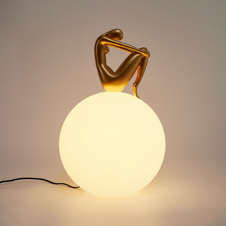 Lampa stołowa WOMAN-2 ,47 cm -złota figura, biały klosz
