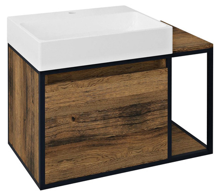 SKARA szafka pod umywalkę 80x49,5x46,5cm, czarny mat/dąb Collingwood