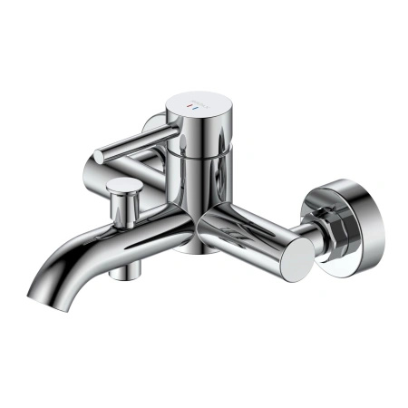 Bateria  wannowa ścienna z przełącznikiem natrysku, chrom