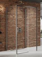 NZ4 Kabina prysznicowa PRIME GUNMETAL BRUSHED 1D prostokątna przyścienna P 160x90x200 szkło czyste 6mm Active Shield 2.0